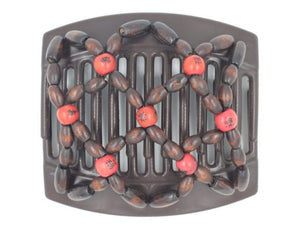 African Butterfly Thick Hair Comb - Ndebele Brown 98