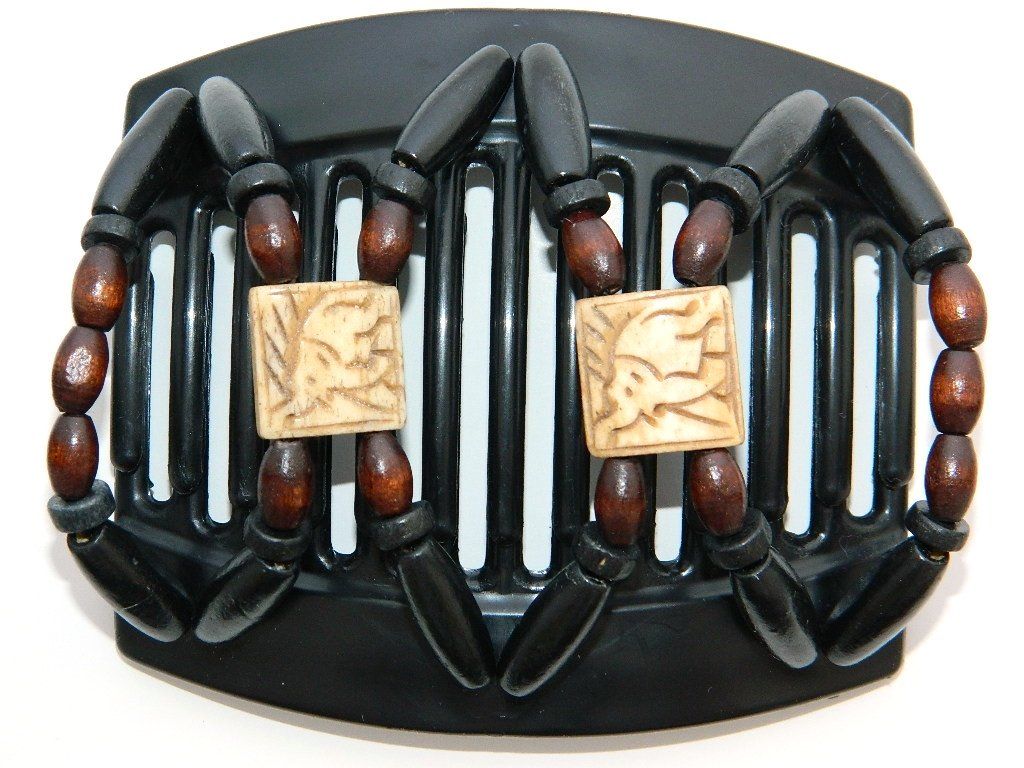 African Butterfly Thick Hair Comb - Stones & Bones Black 39