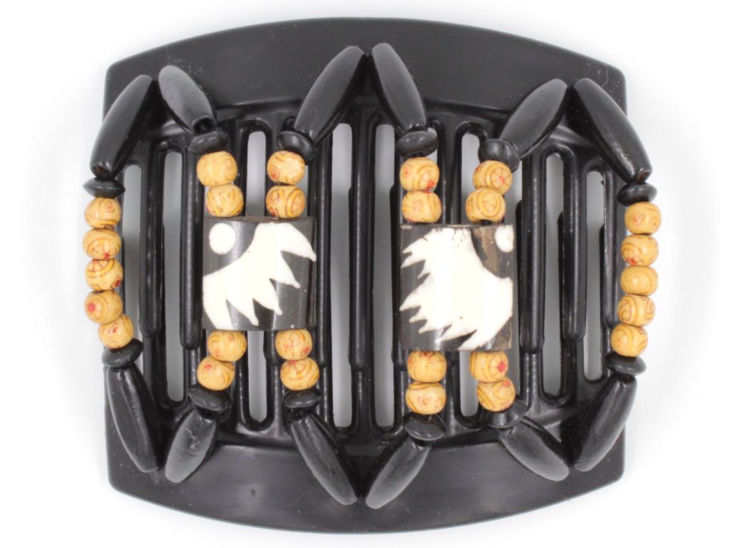African Butterfly Thick Hair Comb - Stones & Bones Black 62