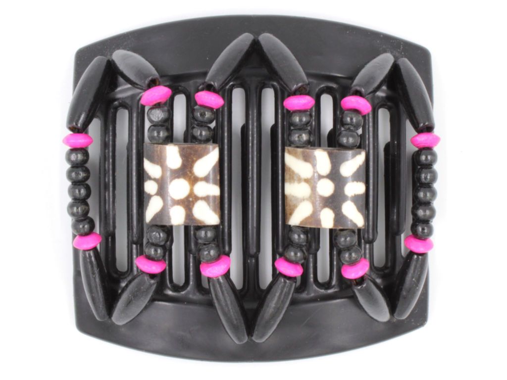 African Butterfly Thick Hair Comb - Stones & Bones Black 63