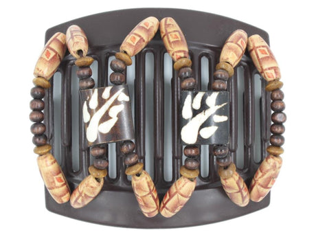 African Butterfly Thick Hair Comb - Stones & Bones Brown 106