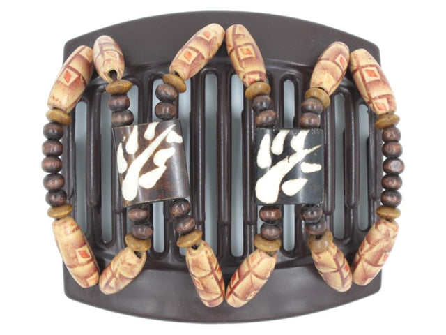 African Butterfly Thick Hair Comb - Stones & Bones Brown 106