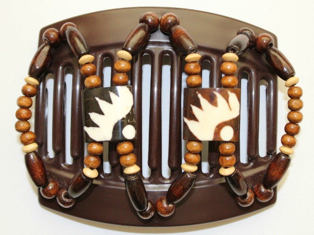 African Butterfly Thick Hair Comb - Stones & Bones Brown 39