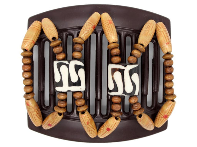 African Butterfly Thick Hair Comb - Stones & Bones Brown 73