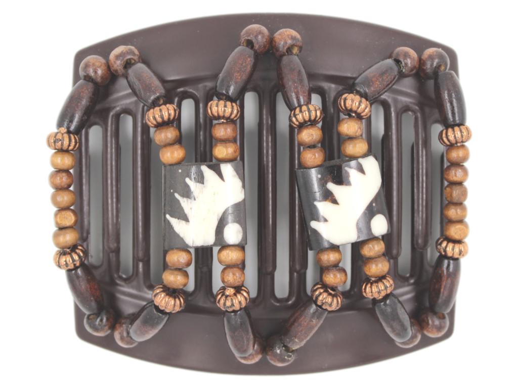 African Butterfly Thick Hair Comb - Stones & Bones Brown 85